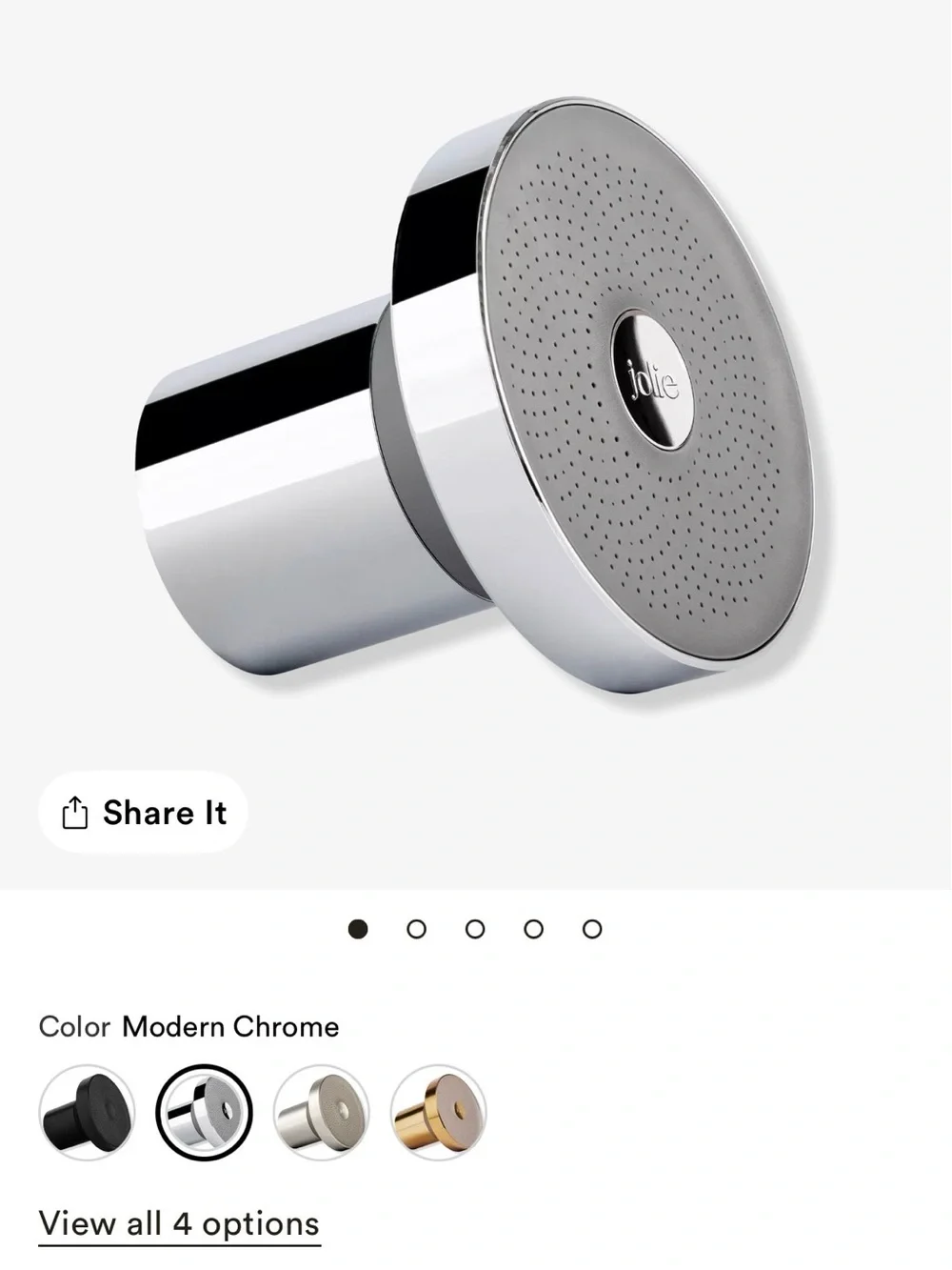 New in box- Jolie Chrome Showerhead Knob in Silver Finish